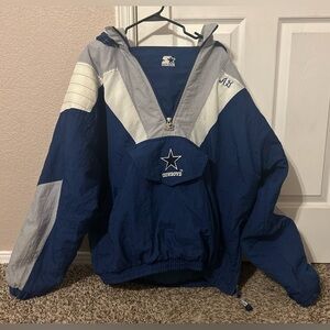 VTG 90’s Dallas Cowboys Authentic Pro Line NFL Starter Puffer 1/2 Zip Jacket XL